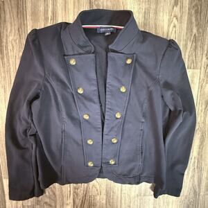 Tommy Hilfiger Navy Jacket with Gold Crest Buttons Classic Preppy Style